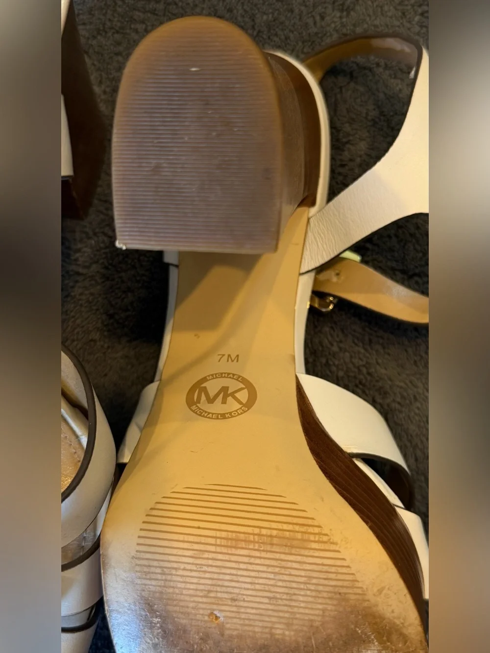 Michael Kors White Floral Platform Ankle-Strap Sandals